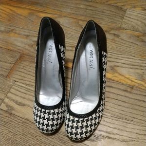 Black and white heels